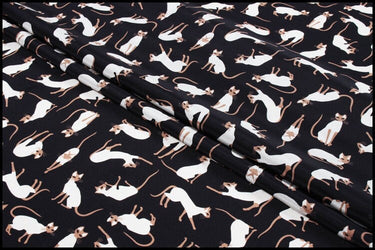 KATONGMAO - 16 momme Cartoon Kitten Print Silk Crepe de Chine Fabric - 140cm wide by the Yard