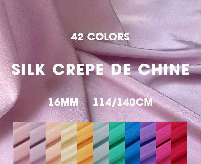 42 Colors Solid 16 Momme Silk Crepe de Chine Fabric - 140cm wide by the Yard