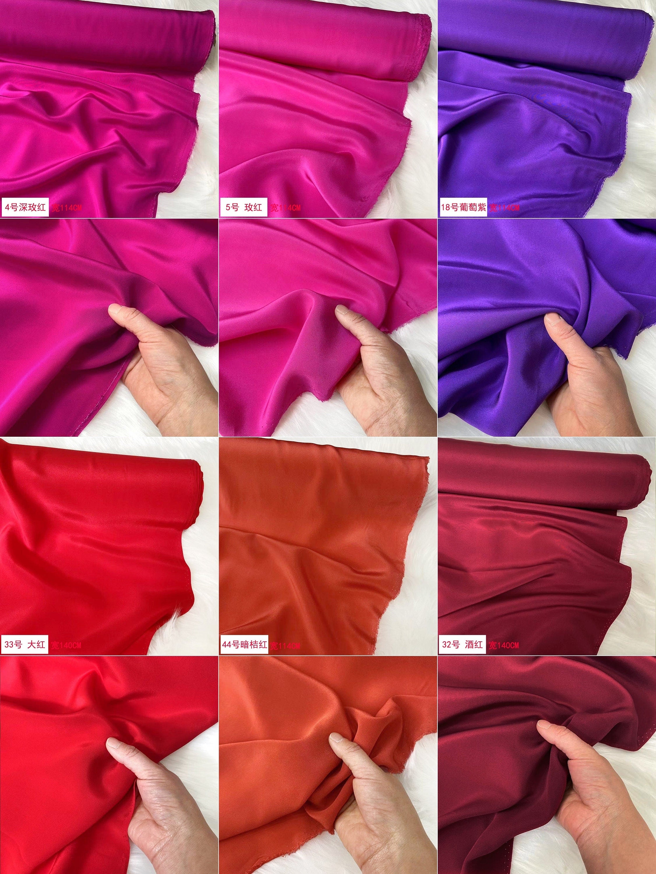 42 Colors Solid 16 Momme Silk Crepe de Chine Fabric - 140cm wide by the Yard