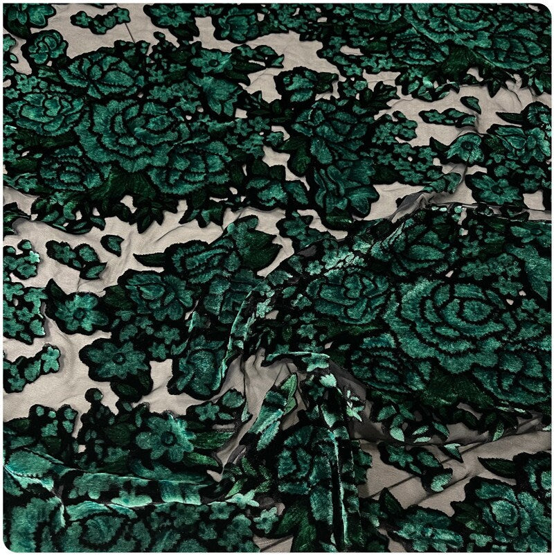 ZMUDAN - Sheer Burnout Silk Velvet Fabric - 114cm wide by the Yard
