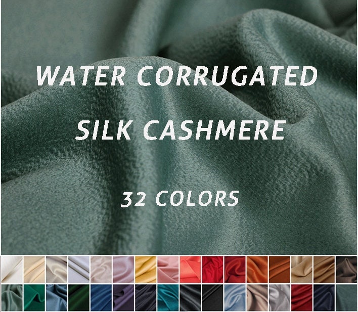 32 Colors Double Faced Water Corrugated Silk Cashmere Wool Fabric - 150cm wide by the Yard