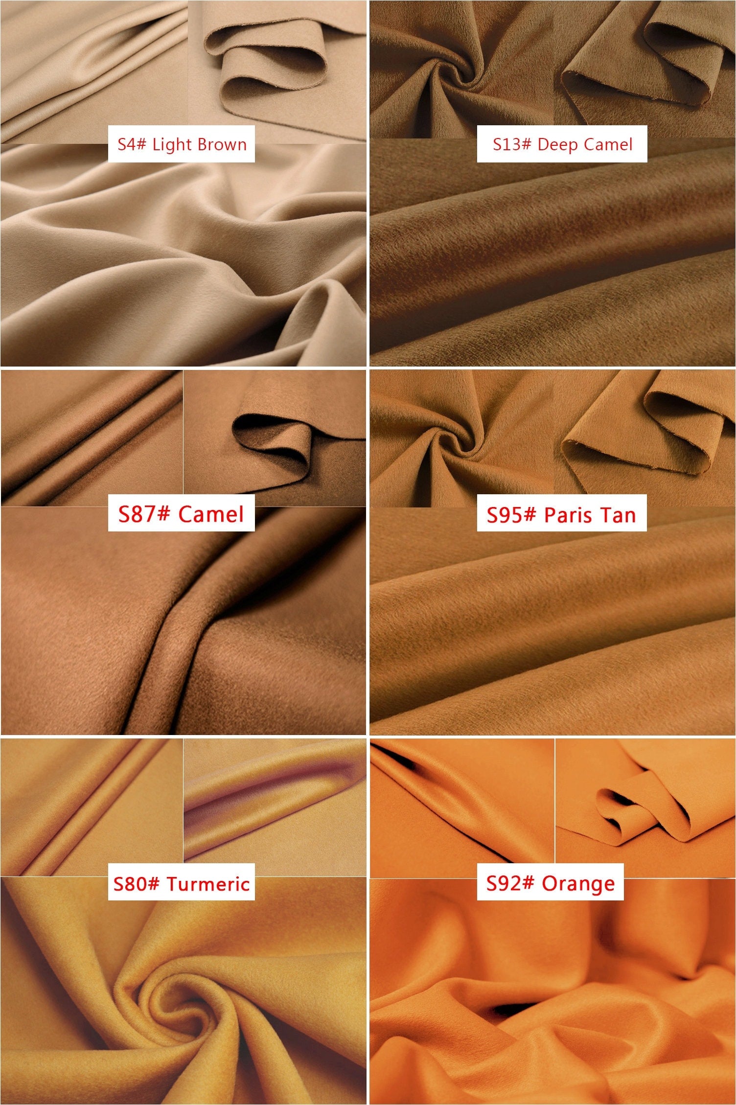 40 Colors - Double Faced Cashmere Wool Fabric - 150cm wide by the Yard