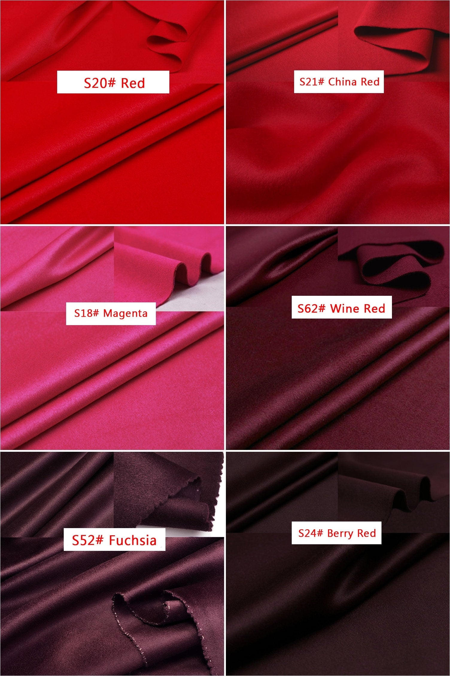 40 Colors - Double Faced Cashmere Wool Fabric - 150cm wide by the Yard