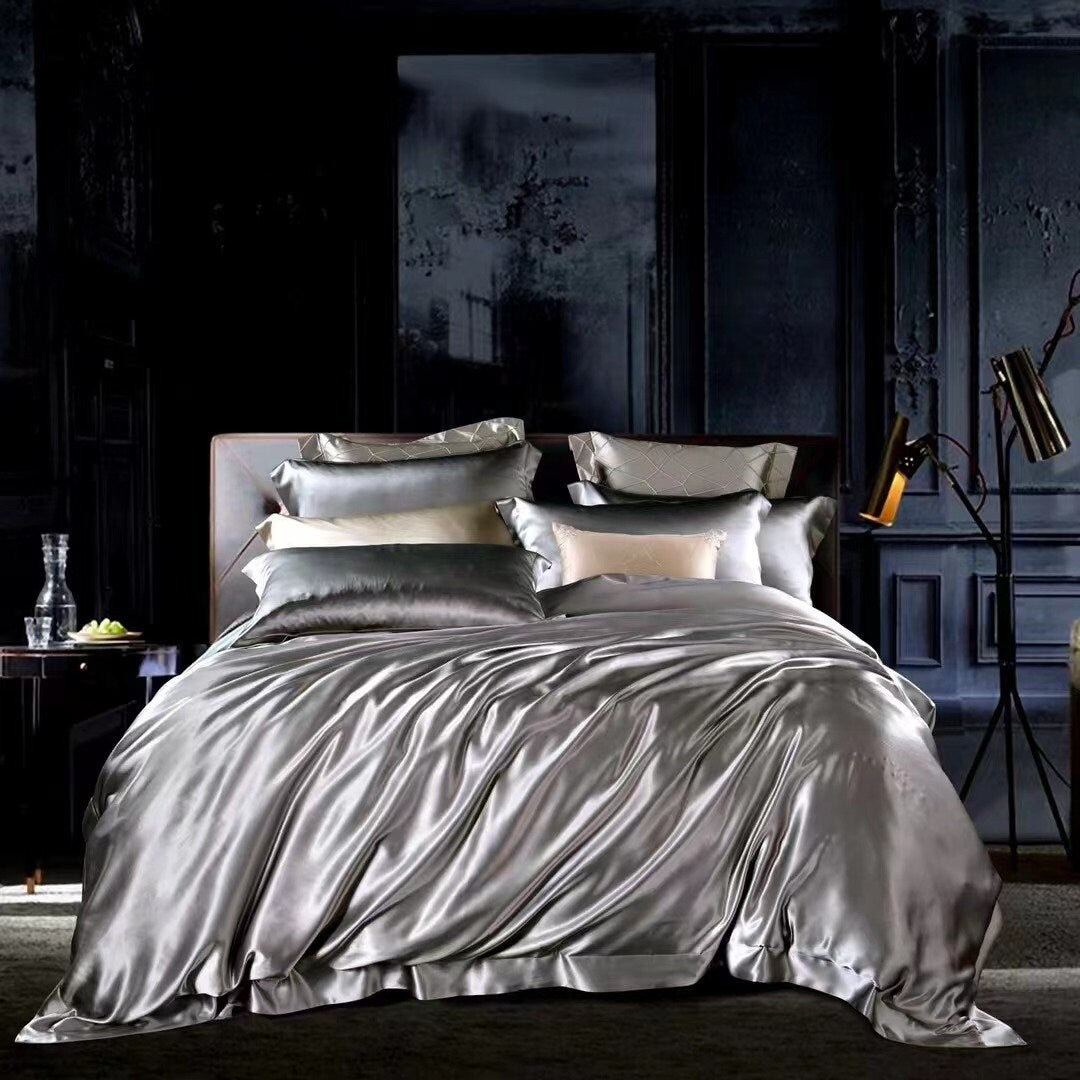 SMOKY GRAY - 25 Momme 100% Mulberry Silk Duvet Cover