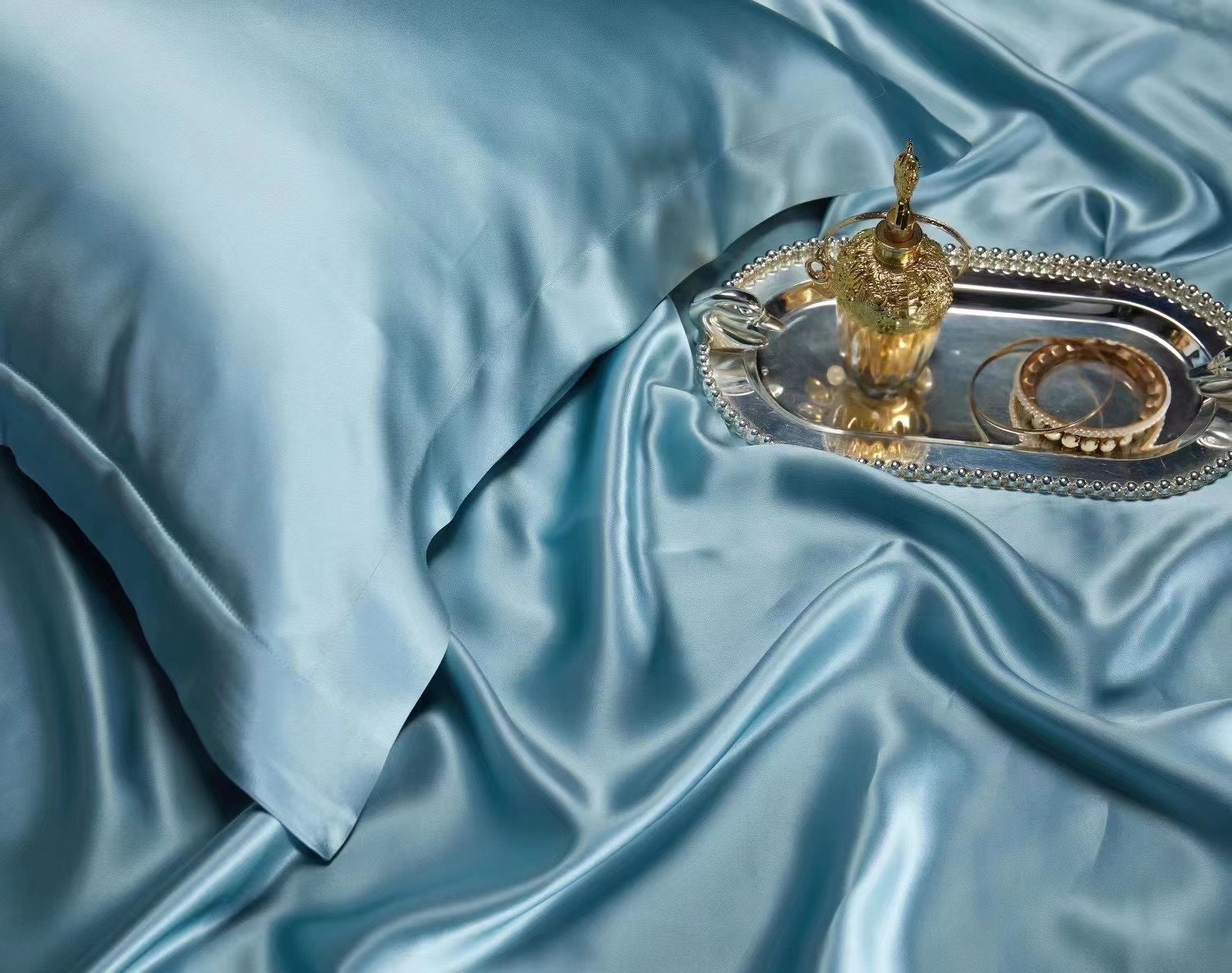 MINT BLUE - 25 Momme 100% Mulberry Silk Duvet Cover