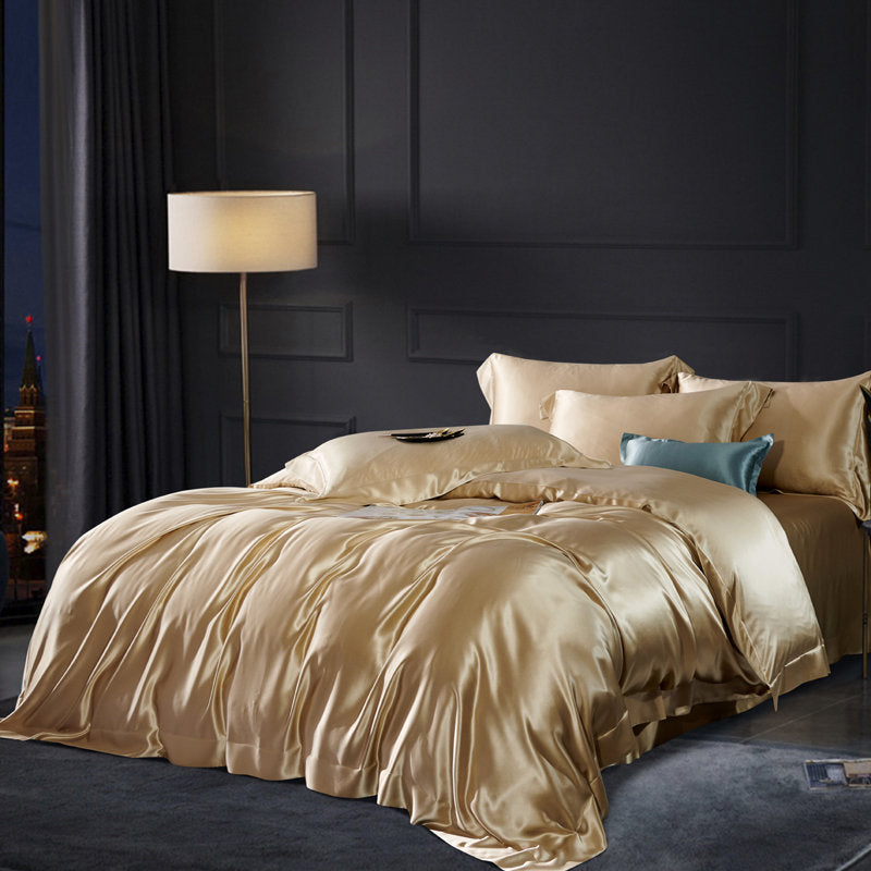 CHAMPAGNE GOLD - 30 Momme Mulberry Silk Bedding, Silk Duvet Cover, Silk Fitted Sheet, Silk Flat Sheet, Silk Pillowcase, 100% SILK