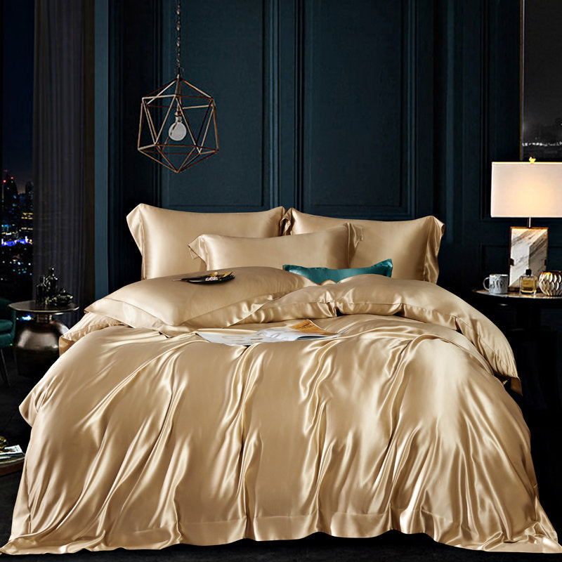 CHAMPAGNE GOLD - 30 Momme Mulberry Silk Bedding, Silk Duvet Cover, Silk Fitted Sheet, Silk Flat Sheet, Silk Pillowcase, 100% SILK