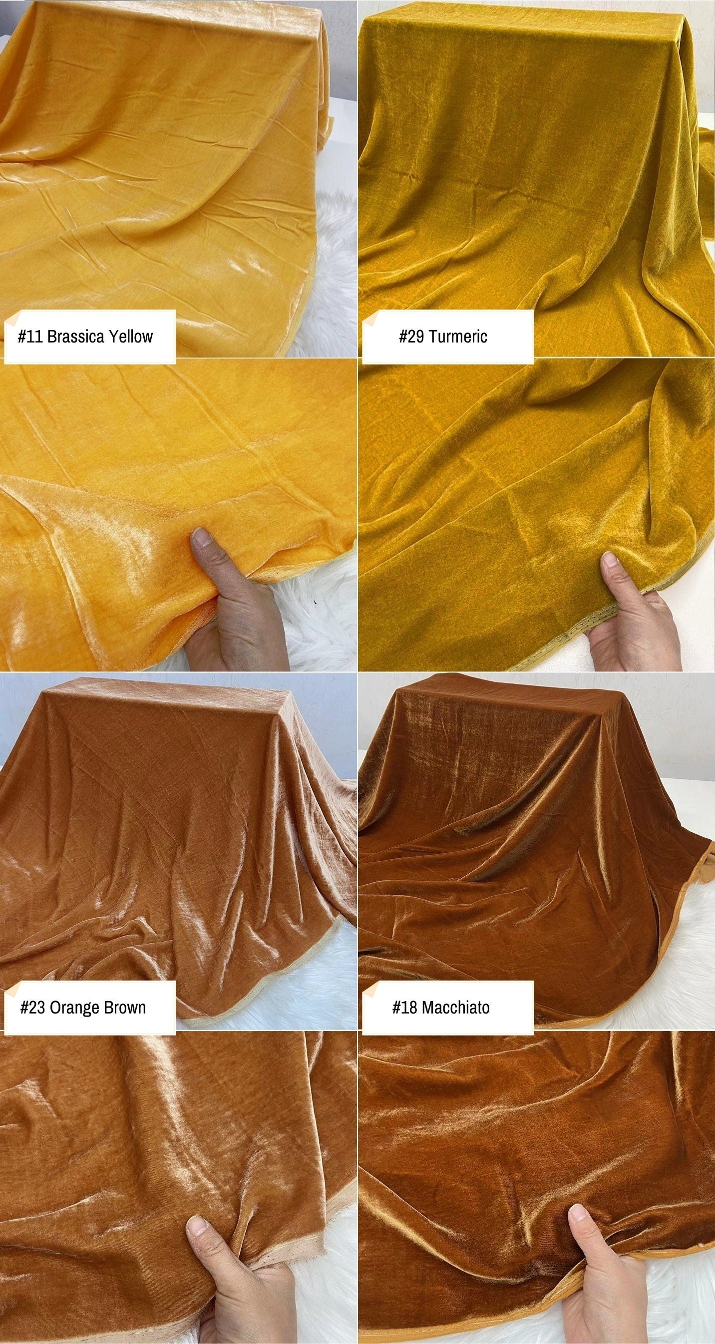 CHUNSE - 40 Momme 30 Solid Colors Silk Velvet Fabric 138cm wide by the Yard