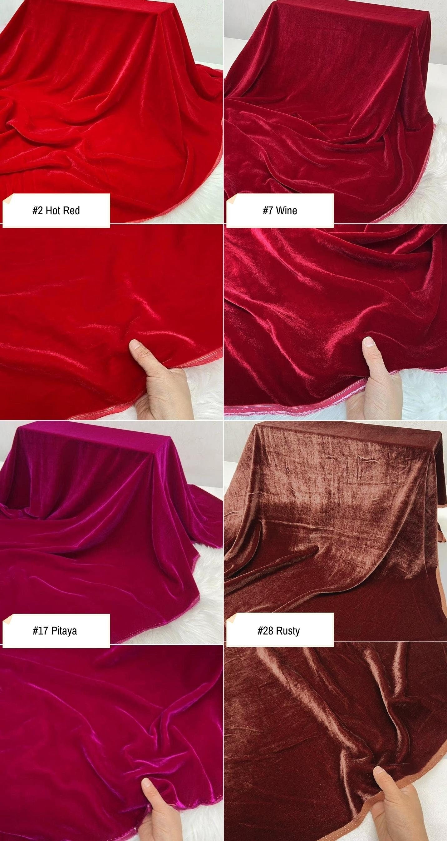 CHUNSE - 40 Momme 30 Solid Colors Silk Velvet Fabric 138cm wide by the Yard