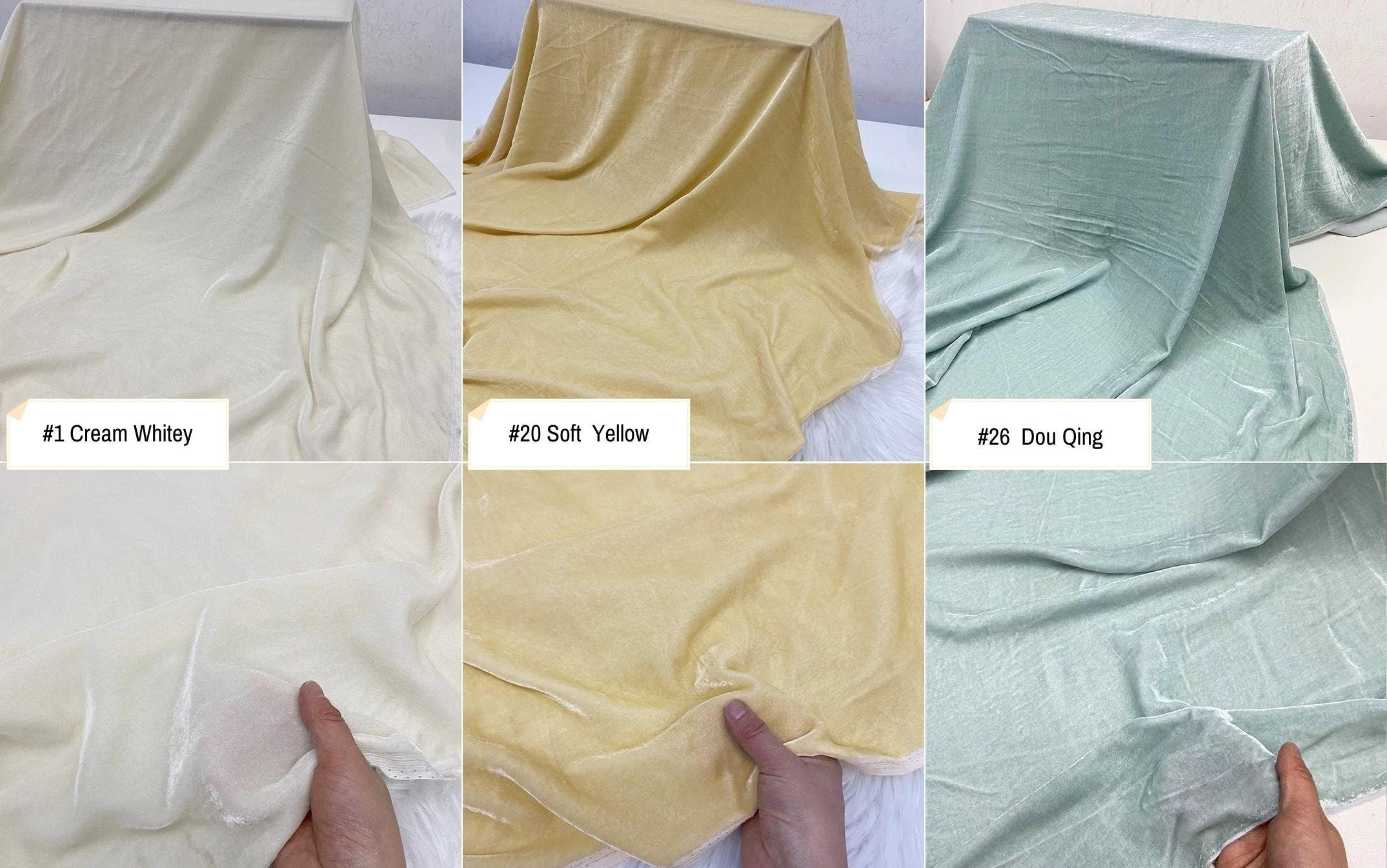 CHUNSE - 40 Momme 30 Solid Colors Silk Velvet Fabric 138cm wide by the Yard