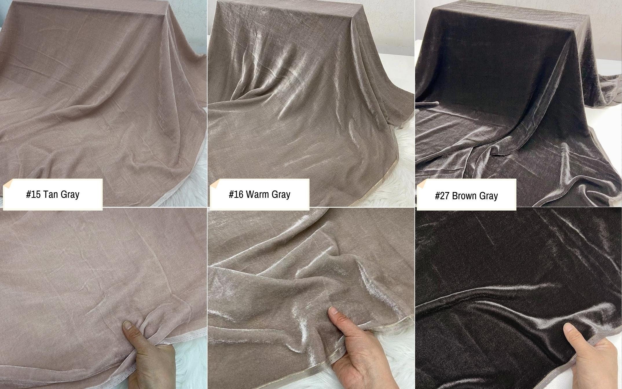 CHUNSE - 40 Momme 30 Solid Colors Silk Velvet Fabric 138cm wide by the Yard