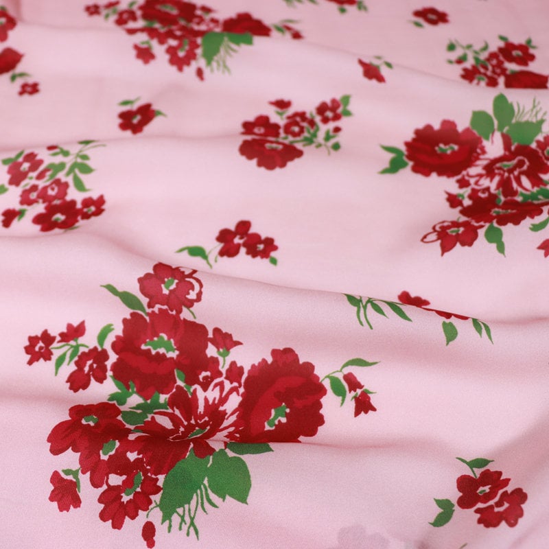 BAIHONG - 14 Momme Floral Print Double Joe Silk Fabric - 140cm wide by the Yard
