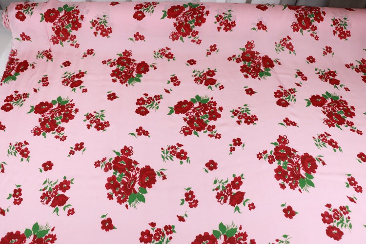 BAIHONG - 14 Momme Floral Print Double Joe Silk Fabric - 140cm wide by the Yard