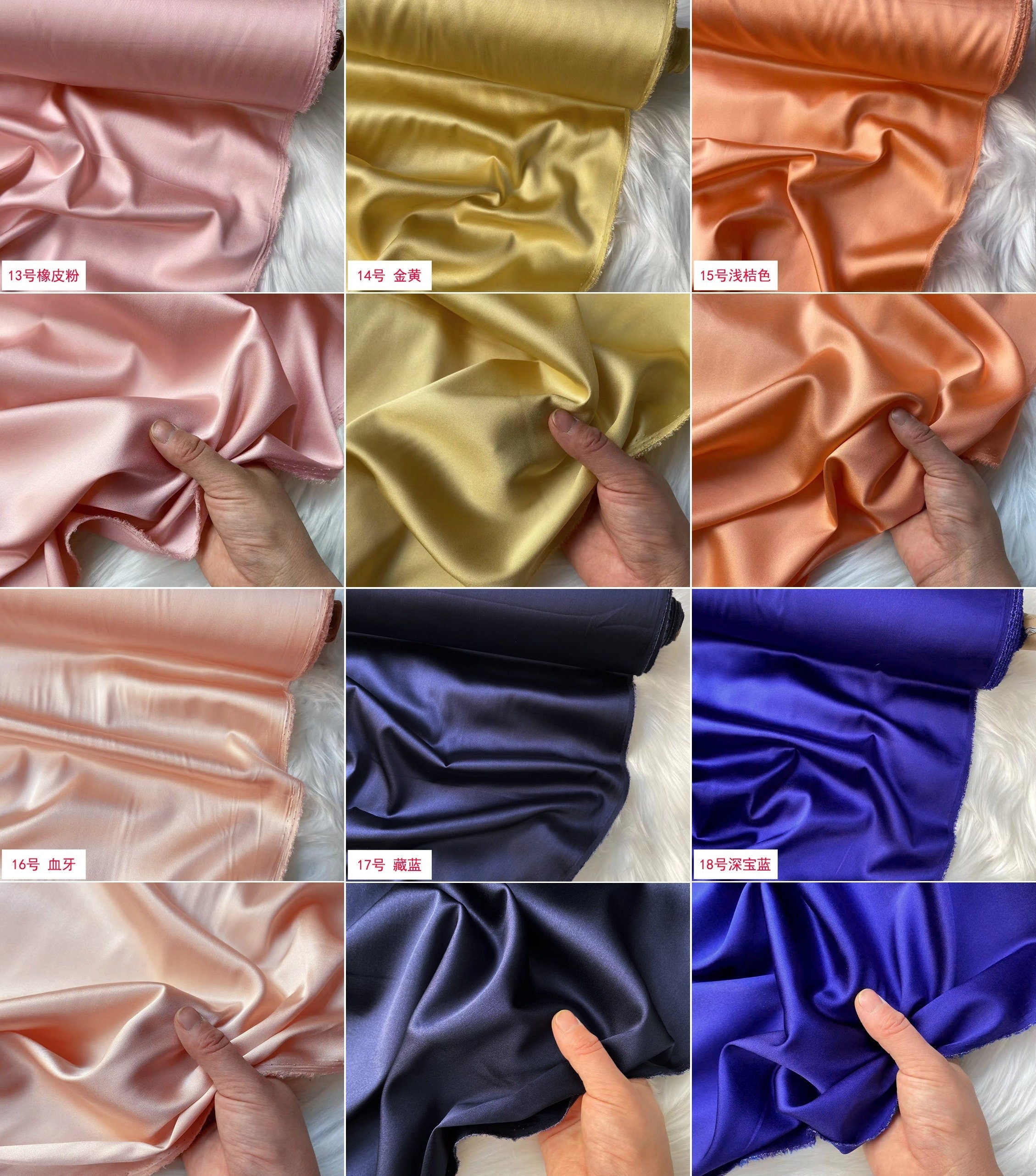 80 Colors #26-50 - 19 momme Stretch Silk Satin Fabric - 140cm wide by the Yard