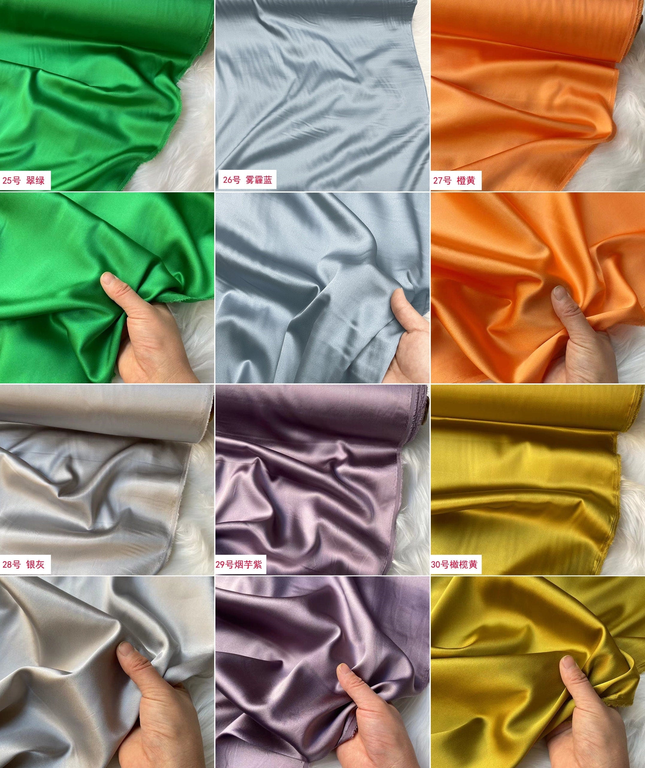 80 Colors #26-50 - 19 momme Stretch Silk Satin Fabric - 140cm wide by the Yard