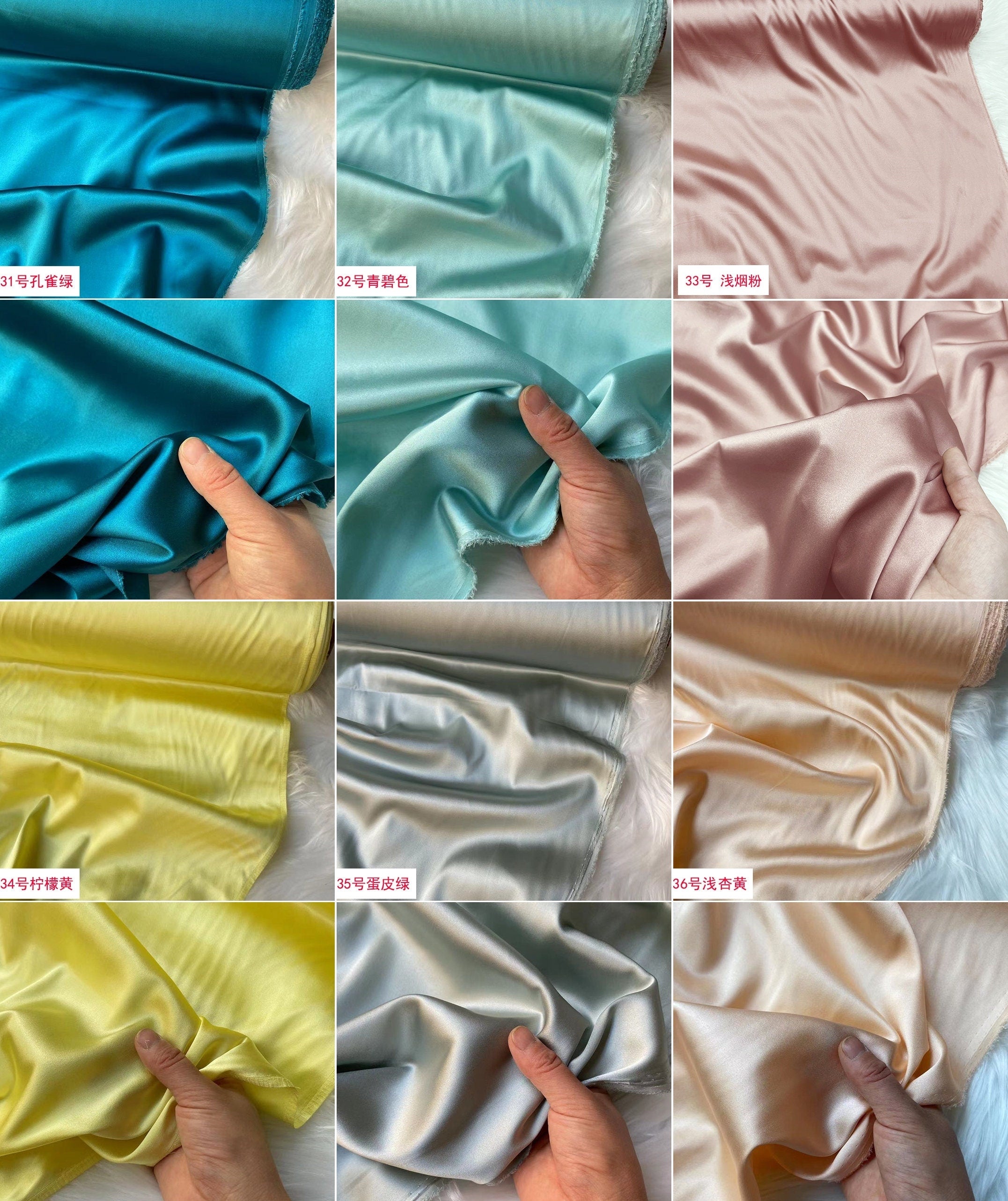 80 Colors #26-50 - 19 momme Stretch Silk Satin Fabric - 140cm wide by the Yard