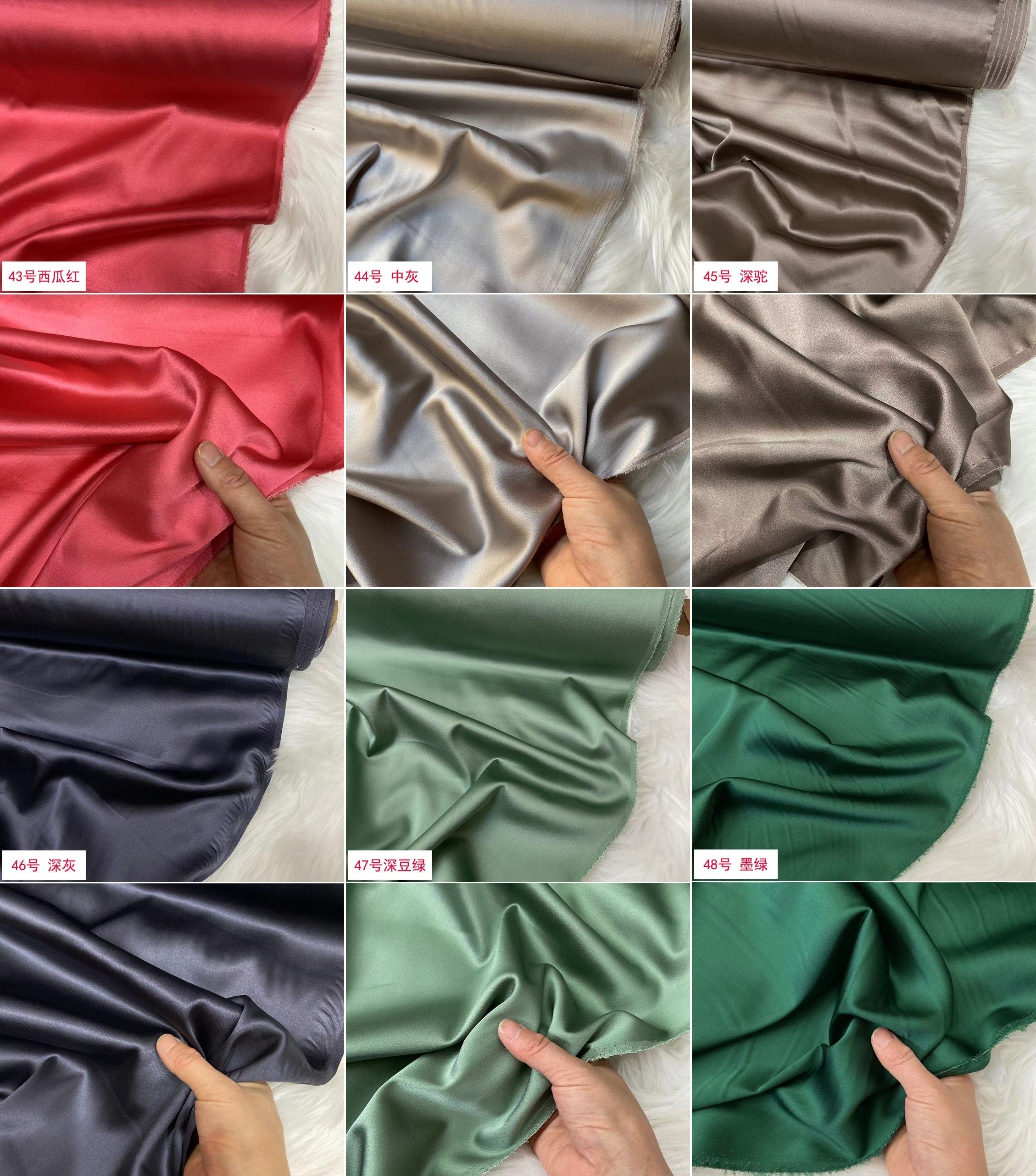 80 Colors #26-50 - 19 momme Stretch Silk Satin Fabric - 140cm wide by the Yard
