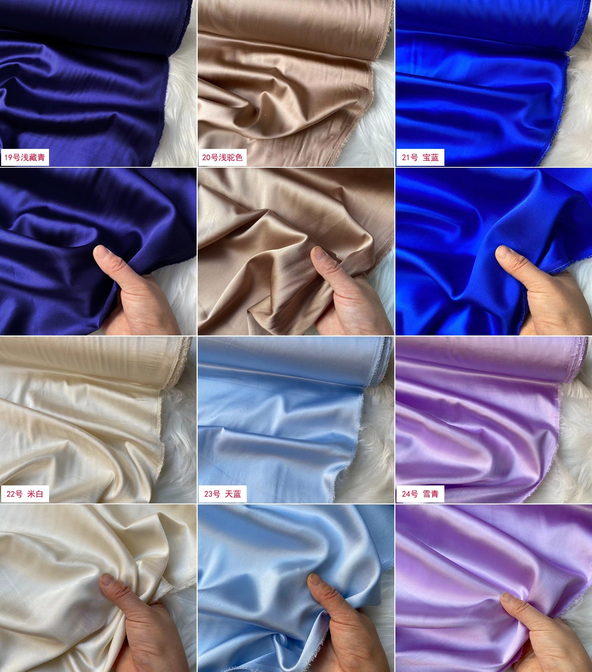 80 Colors #26-50 - 19 momme Stretch Silk Satin Fabric - 140cm wide by the Yard