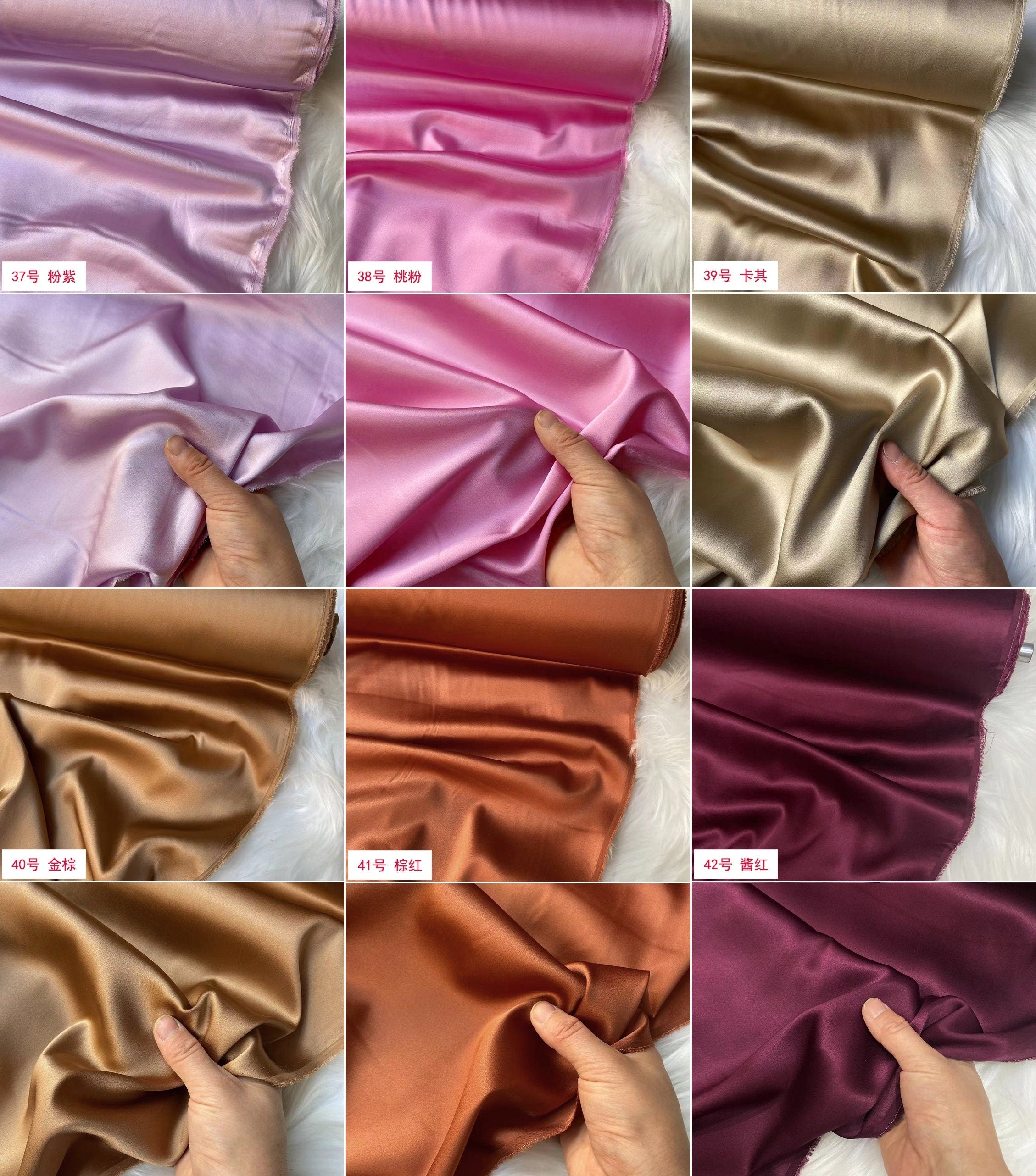 80 Colors #26-50 - 19 momme Stretch Silk Satin Fabric - 140cm wide by the Yard