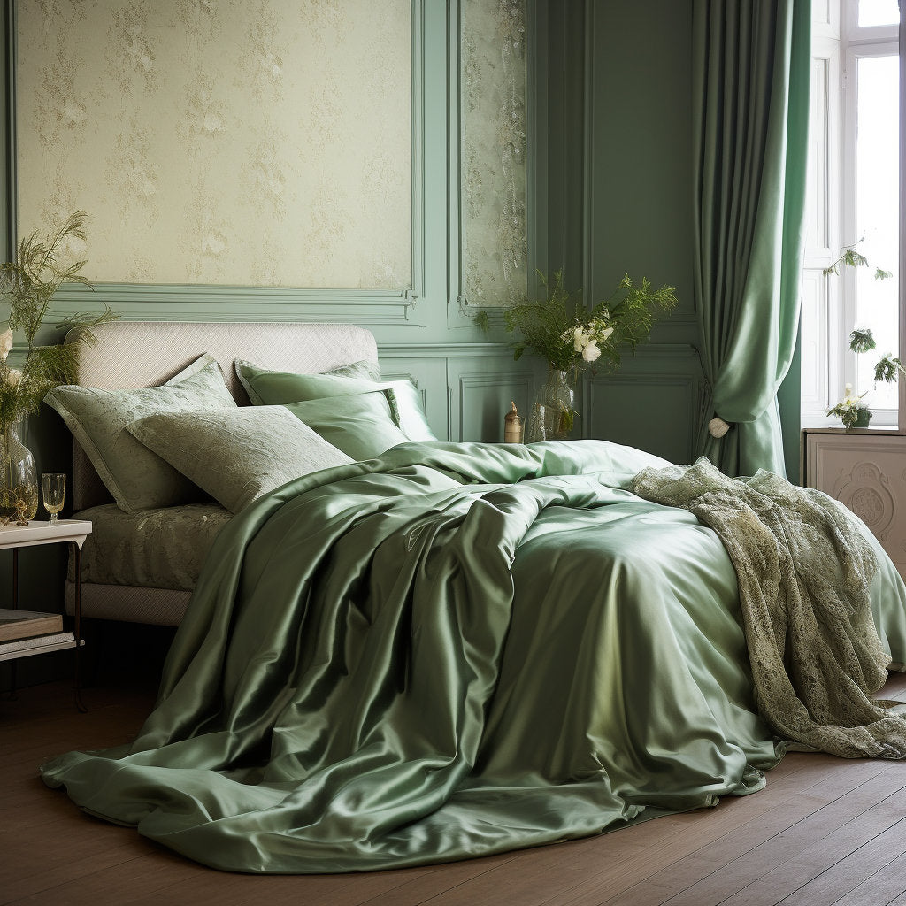 LILY PAD - 30 Momme Mulberry Silk Bedding, Silk Duvet Cover, Silk Fitted Sheet, Silk Flat Sheet, Silk Pillowcase, 100% SILK