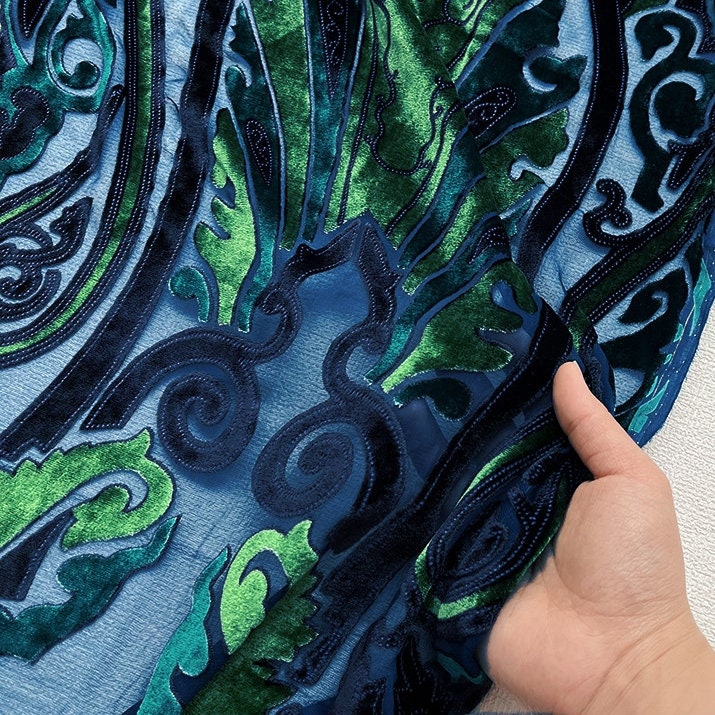 FEITIAN - Brown Burn-out Silk Velvet in Semi Sheer Fabric - 114cm wide by the Yard