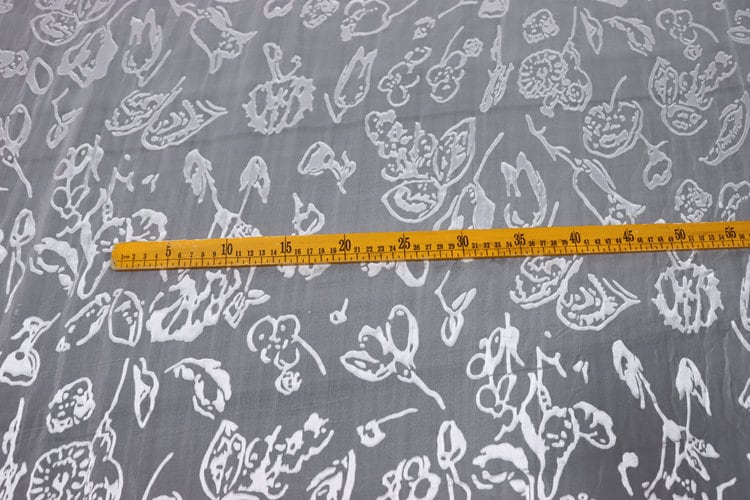 BAISHU - Flowers Sheer Burnout Silk Devore Satin Fabric - 114cm wide by the Yard