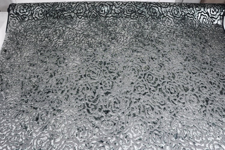 YUNTUAN - Flowers Sheer Burnout Silk Devore Satin Fabric - 114cm wide by the Yard