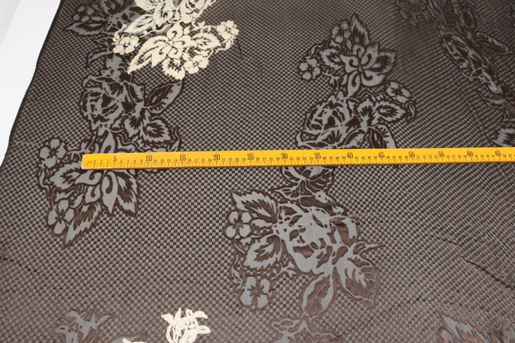 LIANCAO - Flowers Sheer Burnout Silk Devore Satin Fabric - 114cm wide by the Yard