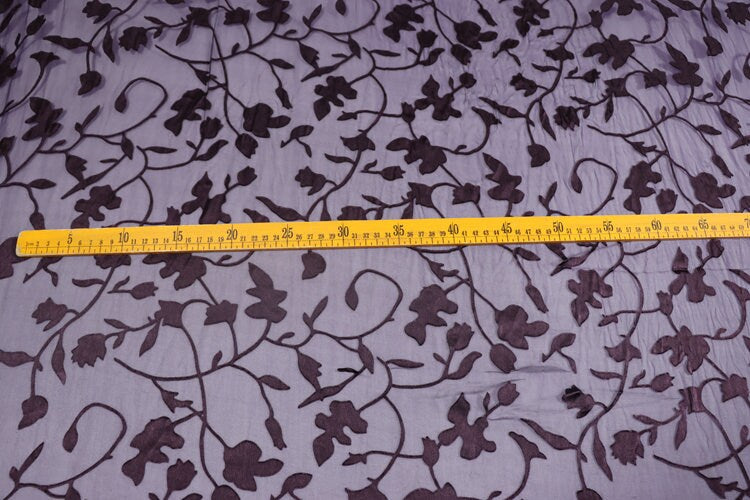 HANLIAN - Flowers Sheer Burnout Silk Devore Satin Fabric - 140cm wide by the Yard
