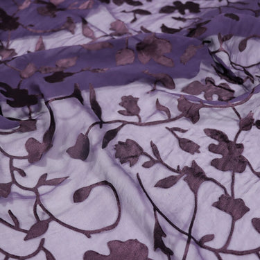 HANLIAN - Flowers Sheer Burnout Silk Devore Satin Fabric - 140cm wide by the Yard