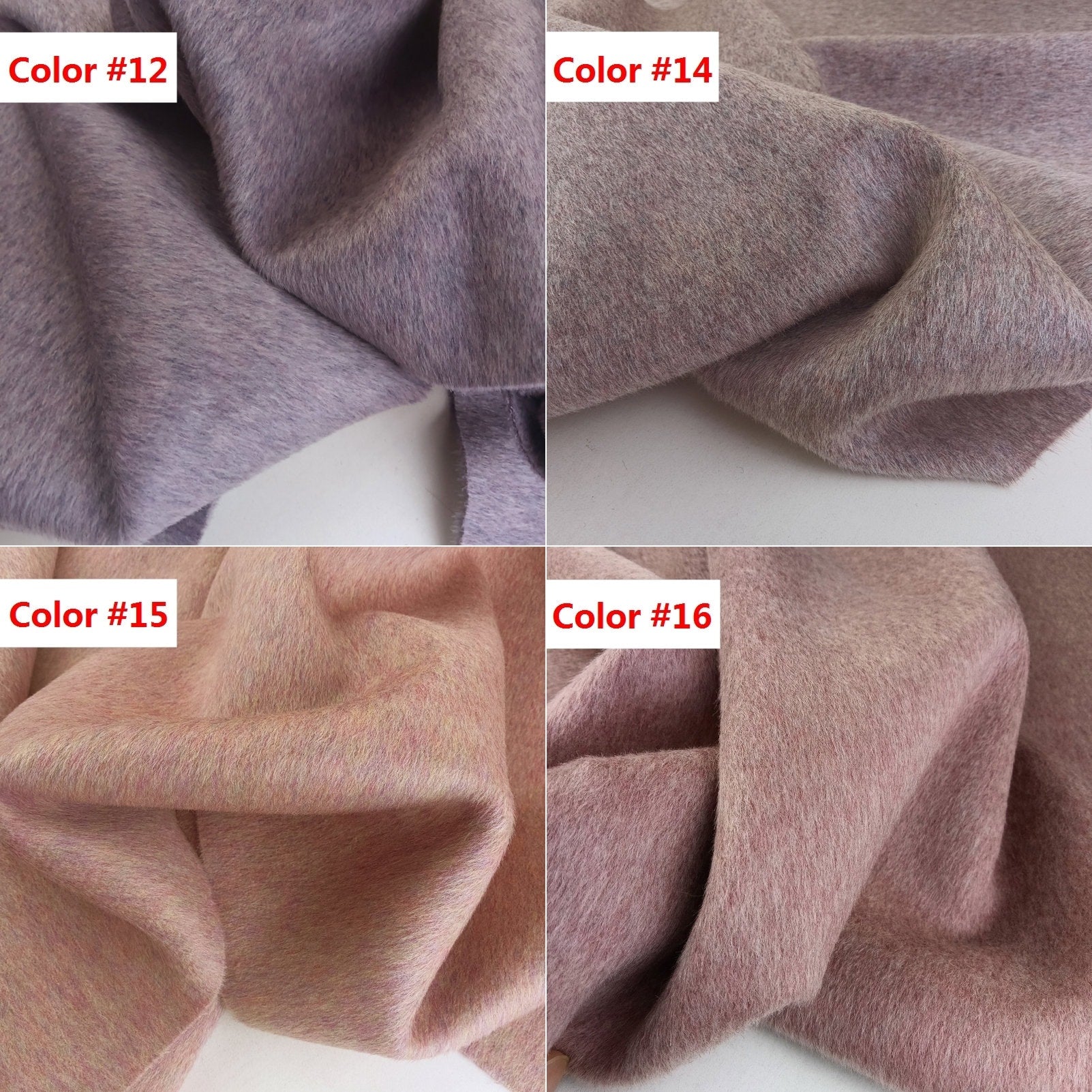 30 Colors - Mixed Colors Double Faced Alpaca Wool Fabric - 150cm wide by the Yard
