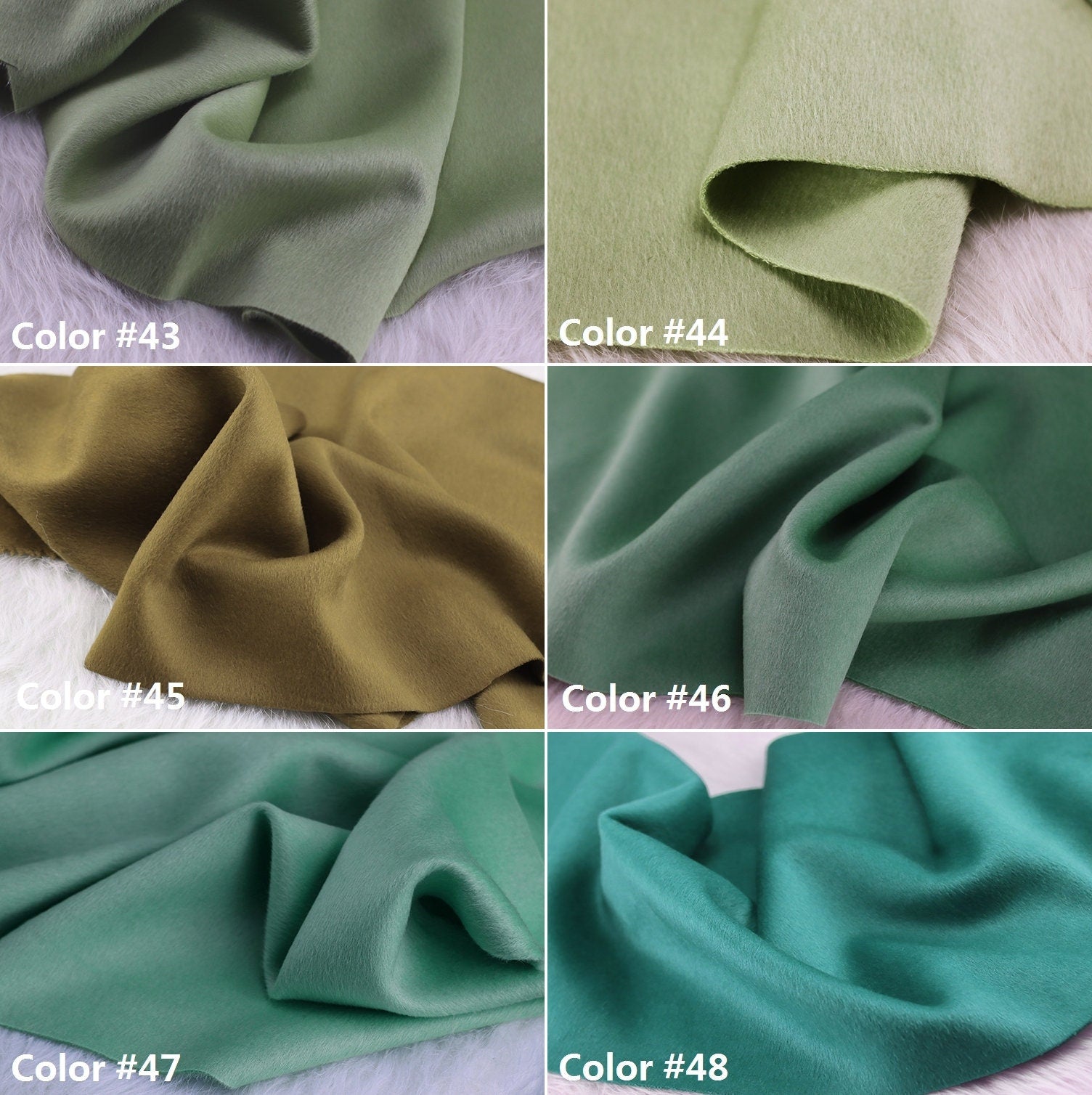 60 Colors - Double Faced Alpaca Wool Fabric - 150cm wide by the Yard