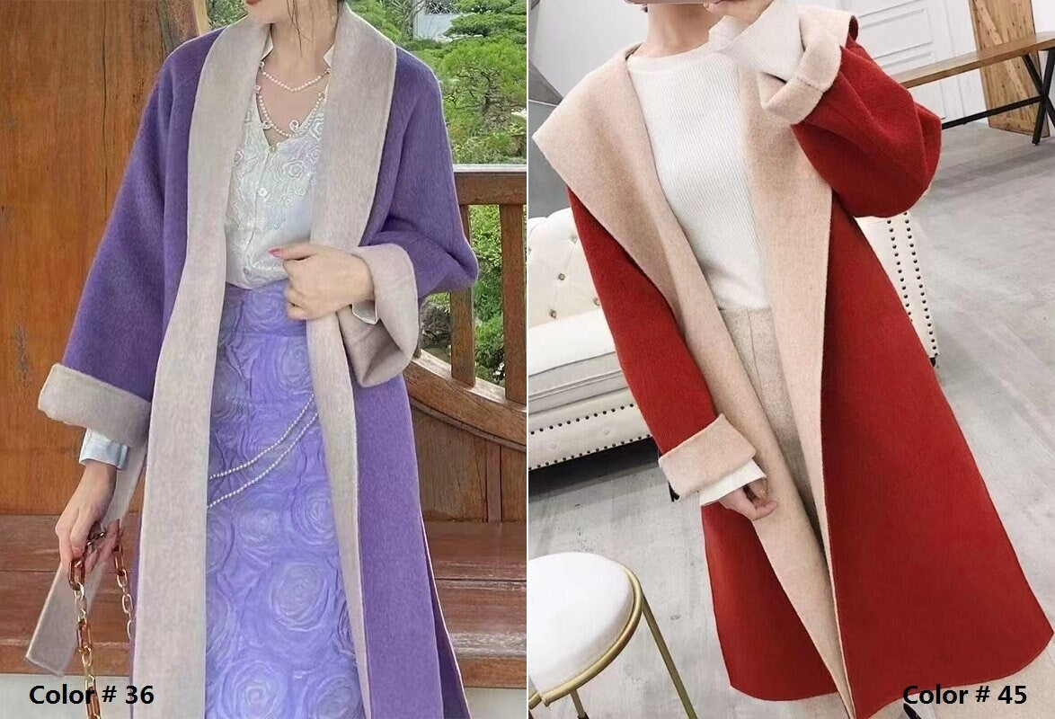 ZIFENHONG - Double Sided Double Colors Alpaca Wool Fabric - 150cm wide by the Yard