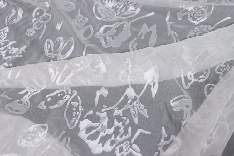 BAISHU - Flowers Sheer Burnout Silk Devore Satin Fabric - 114cm wide by the Yard