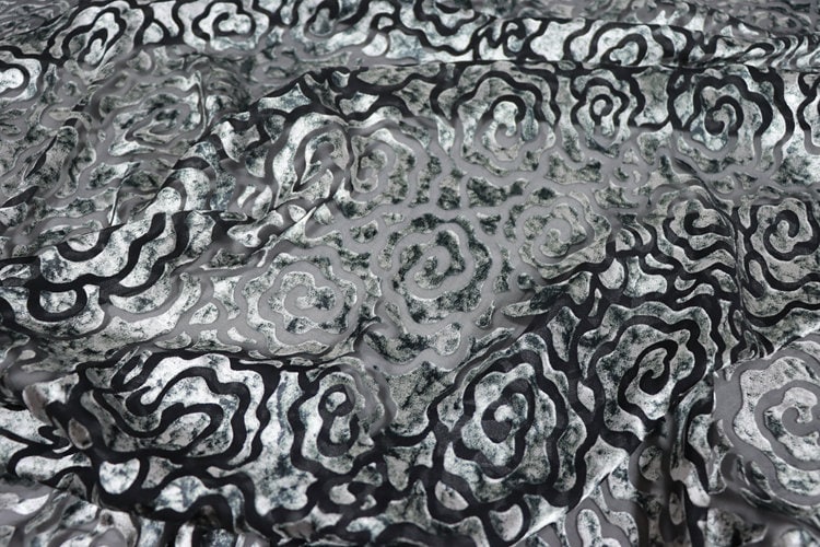 YUNTUAN - Flowers Sheer Burnout Silk Devore Satin Fabric - 114cm wide by the Yard