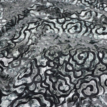 YUNTUAN - Flowers Sheer Burnout Silk Devore Satin Fabric - 114cm wide by the Yard