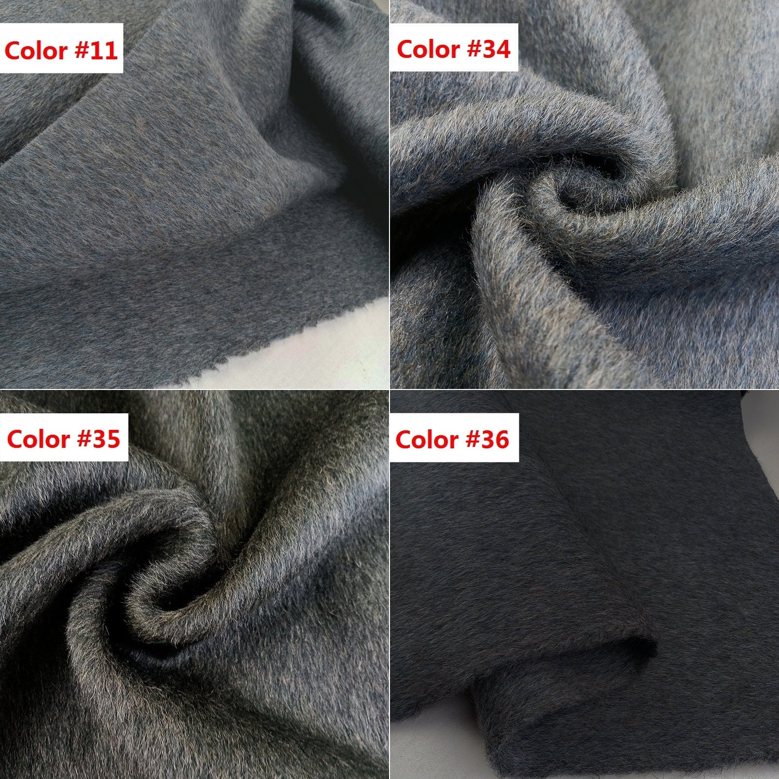 30 Colors - Mixed Colors Double Faced Alpaca Wool Fabric - 150cm wide by the Yard