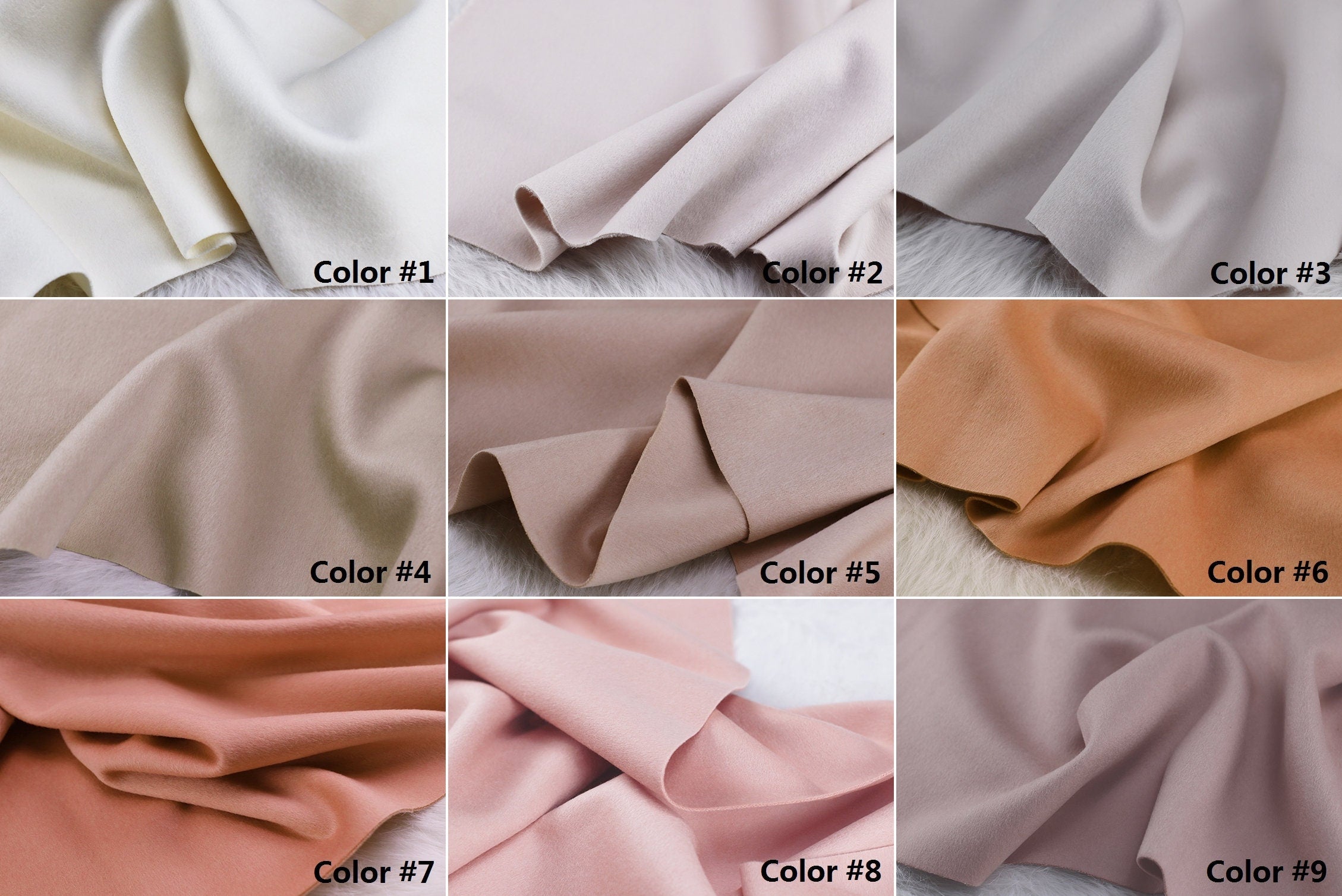 60 Colors - Double Faced Alpaca Wool Fabric - 150cm wide by the Yard