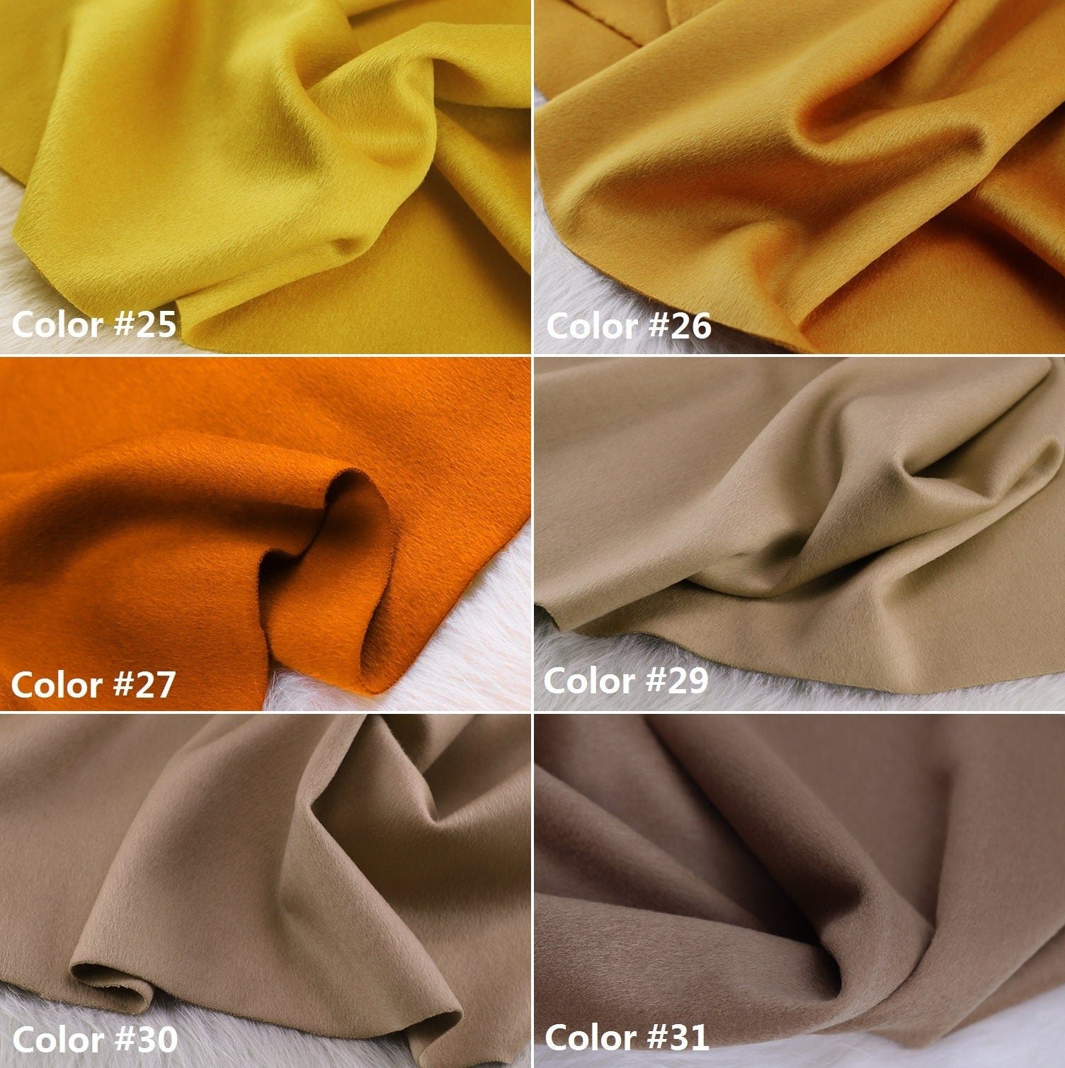 60 Colors - Double Faced Alpaca Wool Fabric - 150cm wide by the Yard