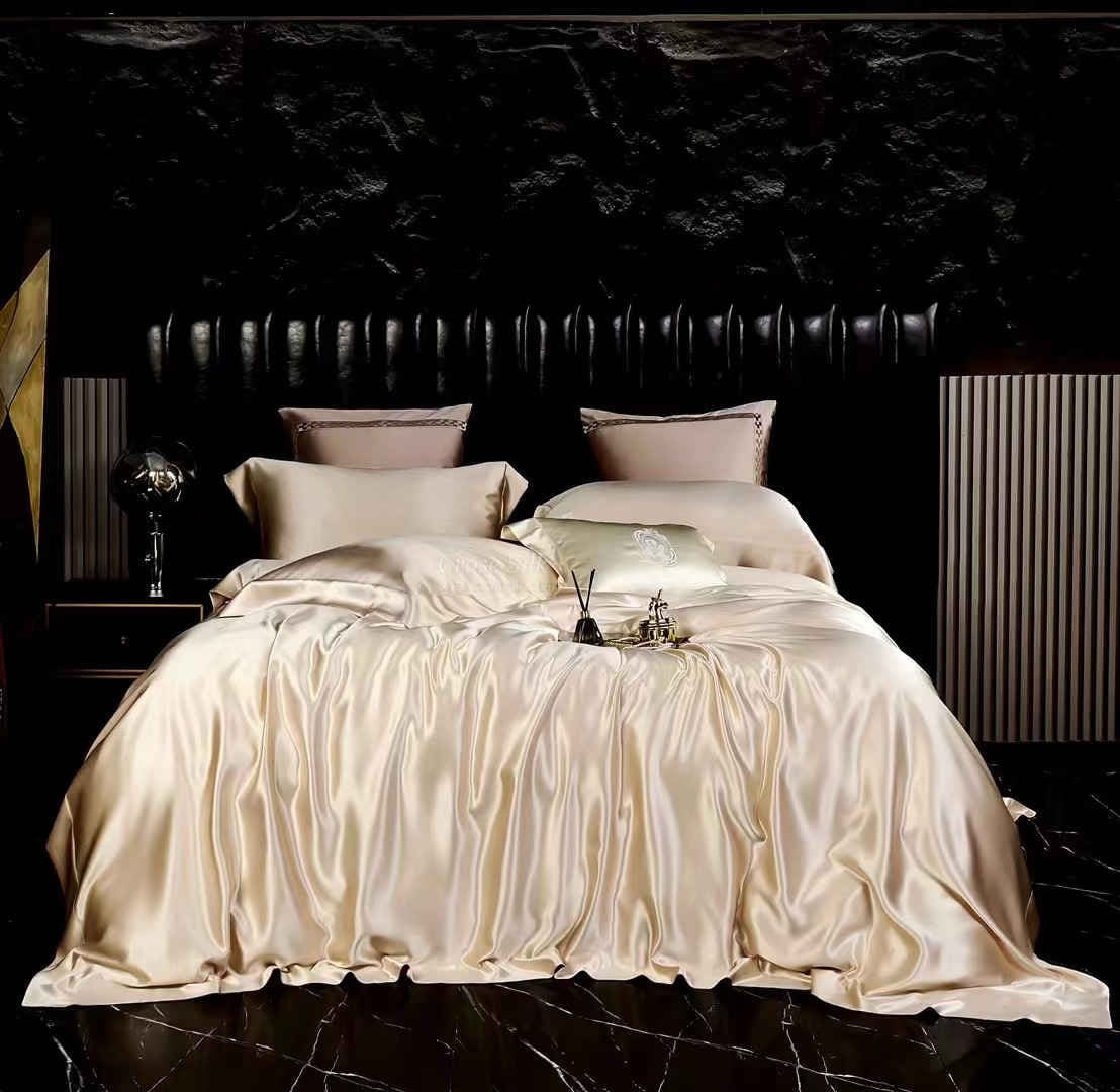 APRICOT - 30 Momme Mulberry Silk Bedding, Silk Duvet Cover, Silk Fitted Sheet, Silk Flat Sheet, Silk Pillowcase, 100% SILK