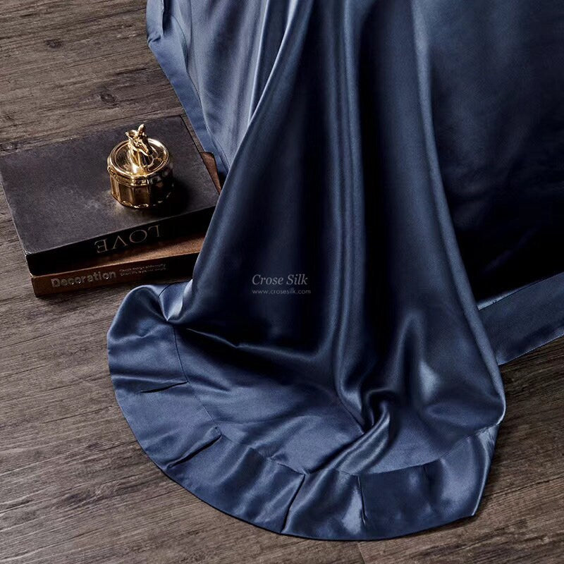 OCEANA - FOSSIL - 25 Momme Flying Edge Purfle Silk Bedding Set 4pcs