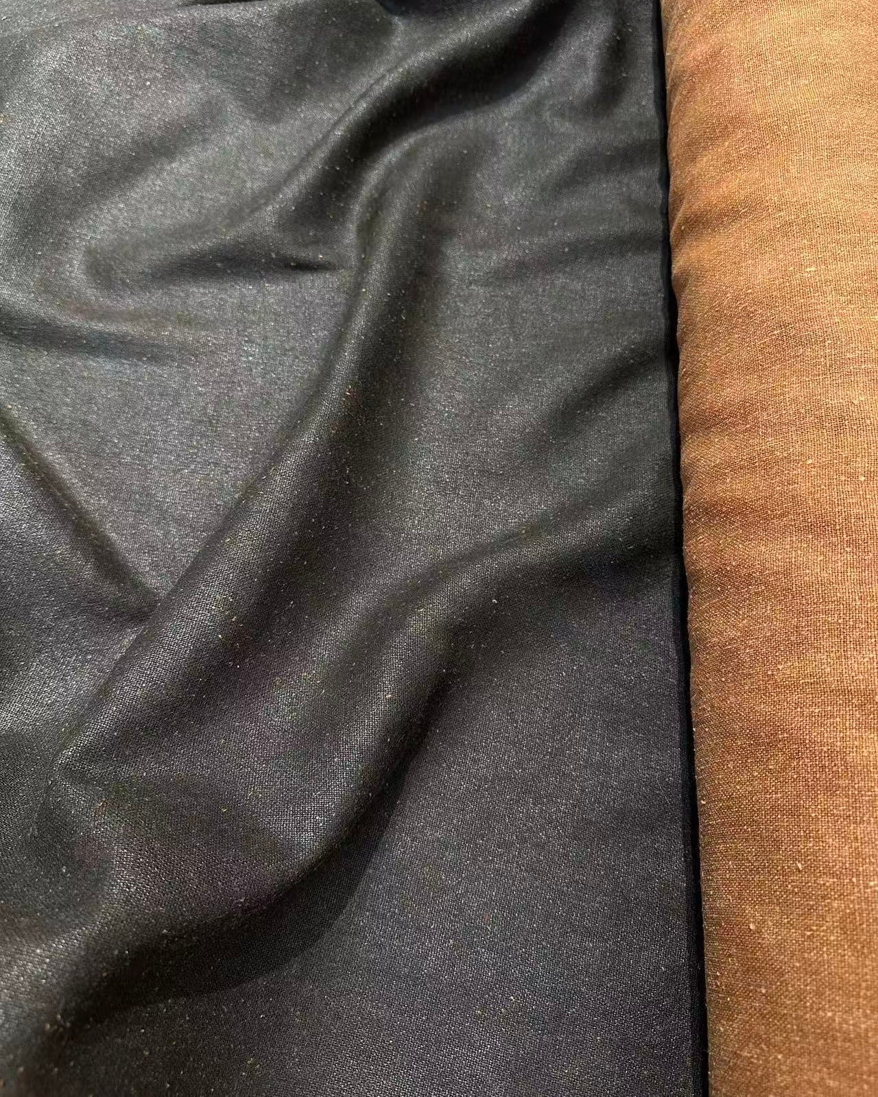 Gambiered Canton Silk Chinese Mud Silk with natural plant-dyed surface and dark river mud finish