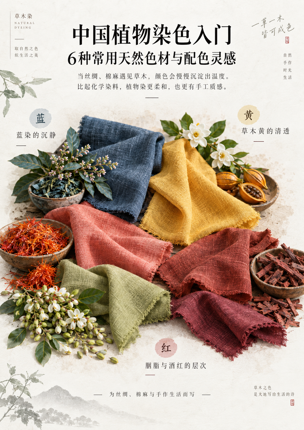 A beginner's guide to Chinese plant dyeing with six traditional natural dye materials