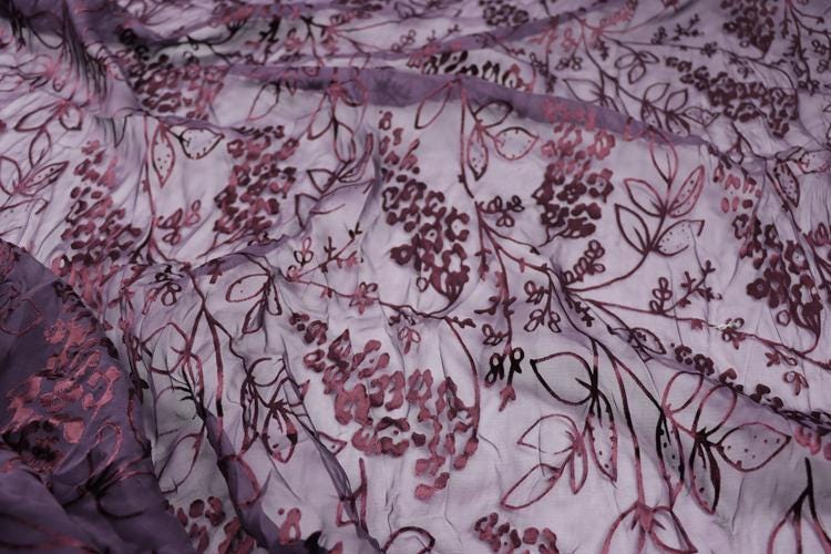 JIURED - Sheer Burnout Silk Devore Satin Fabric - 112cm wide by the Yard