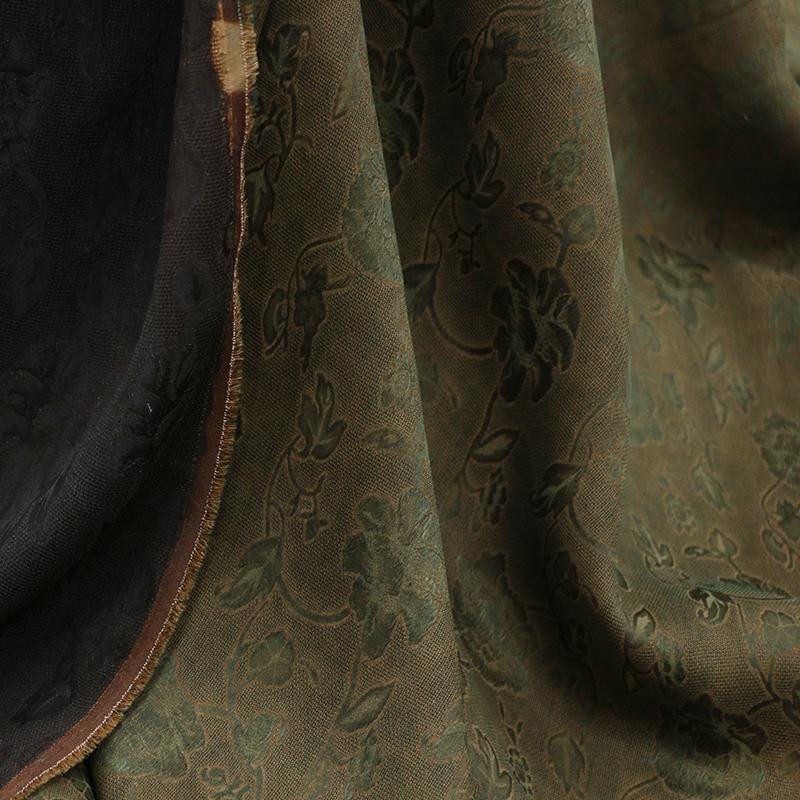 LZHLCY - Handmade 22 Momme HUALUO Natural-colored Flowers Jacquard Mud Silk Fabric (Openwork texture) - 130cm by the Yard