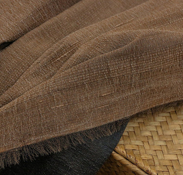 JILICHOU - 27 Momme  Handmade Gambiered Ganton Tussah Mud Silk Fabric - 130cm wide by the Yard