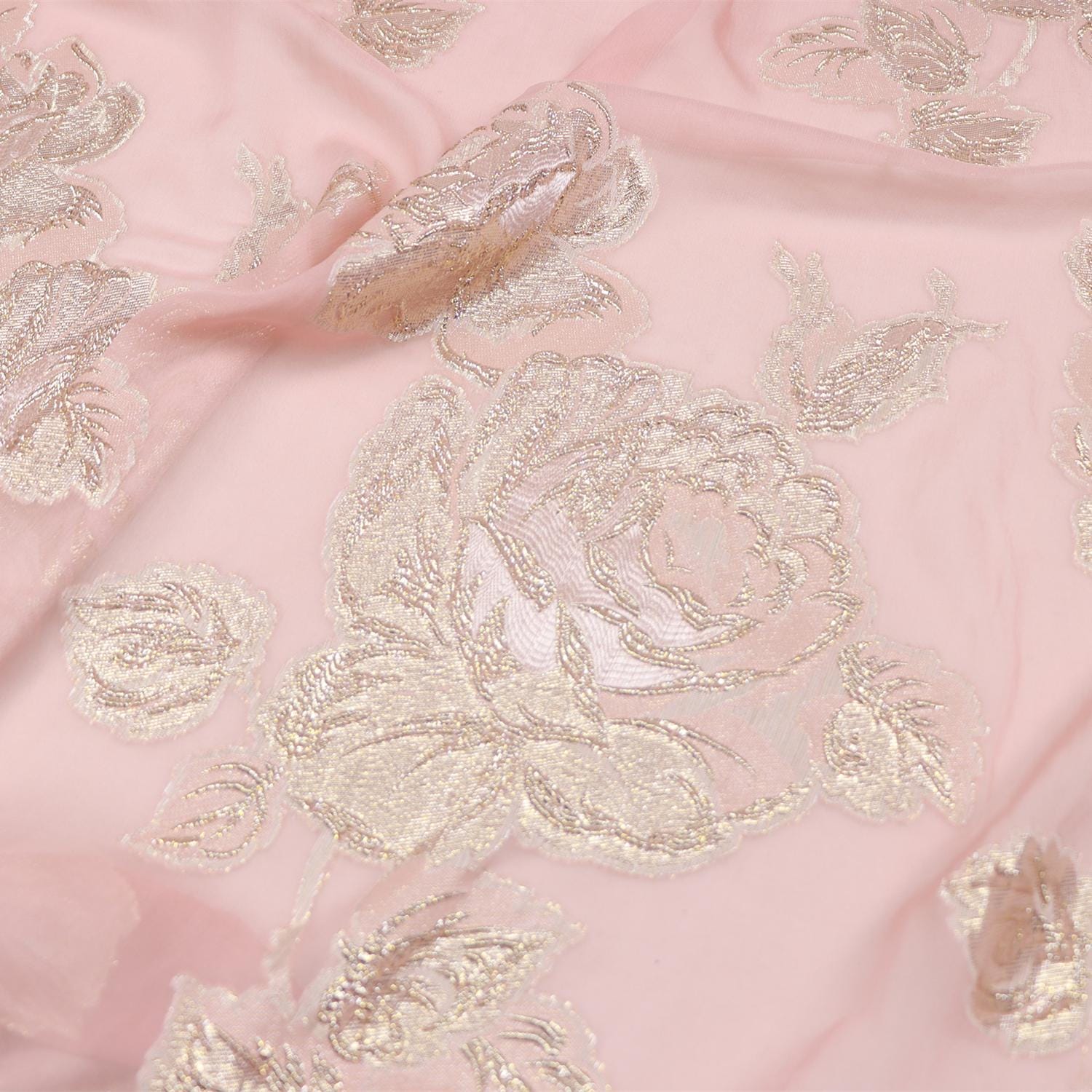 JFHFDH - 14 Momme Golden Thread Weave Silk Georgette Fabric - 140cm wide by the Yard