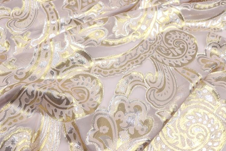 JFHFDJ - 15 Momme Golden Thread Weave Silk Georgette Fabric - 140cm wide by the Yard