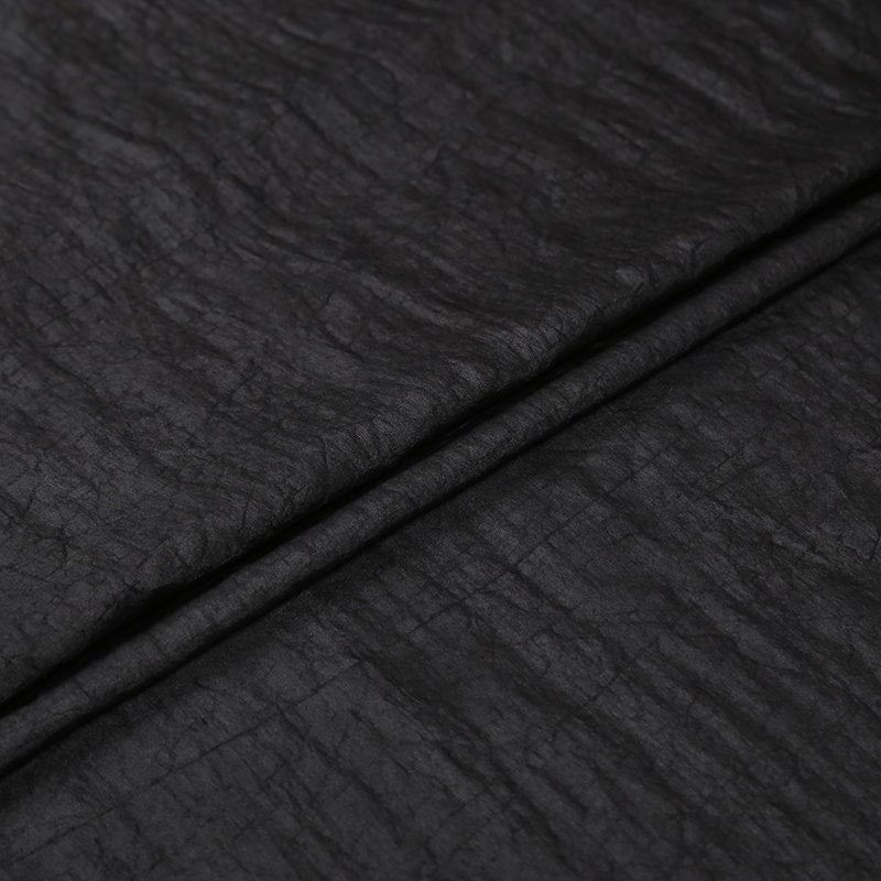 SHUANGHEI - Handmade 22 Momme Both-sides Black Cracked Mud Silk Fabric 110cm By the Yard