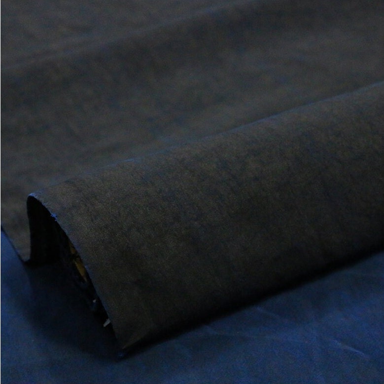KLEIN  -  Blue 22 Momme Cracks Handmade Plant Dye Mud Silk Fabric, 110cm by the Yard